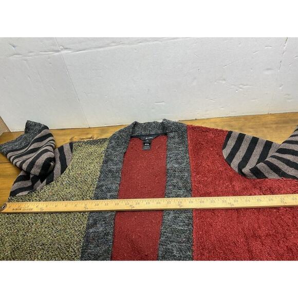 Ali Miles Boucle Knit Flyaway Colorblock 3/4 Sleeve Cardigan Sweater Womens 2X - Picture 10 of 12